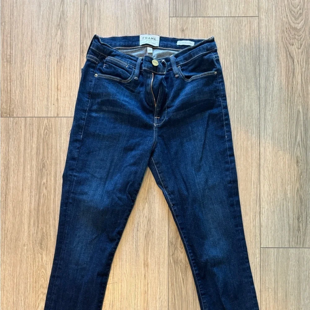 FRAME Le High Skinny Crop Jeans Dark Wash Premium Denim